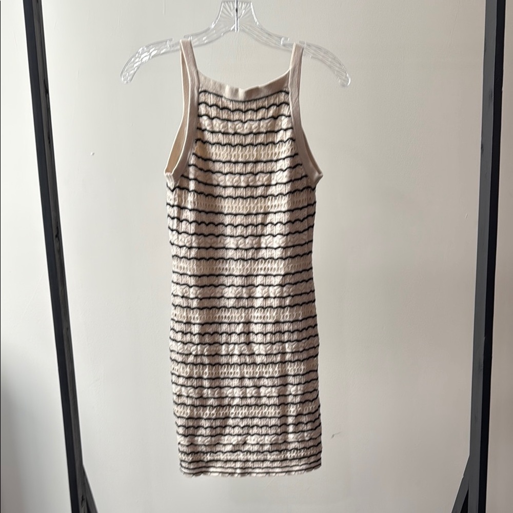 Striped Ivory and Black Crochet Dress, Hollister
